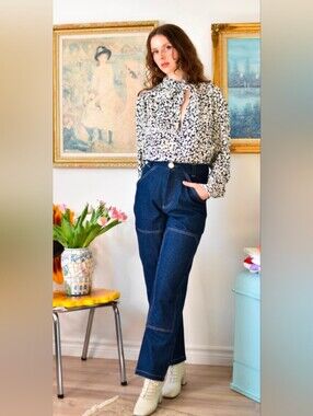 High-Rise, cotton blue Women’s utility carpenter jeans